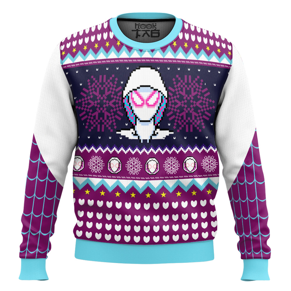 Hooktab Spider Woman Gwen Stacy Spiderverse Ugly Christmas Sweater Hooktab Spider Woman Gwen Stacy Spiderverse Ugly Christmas Sweater