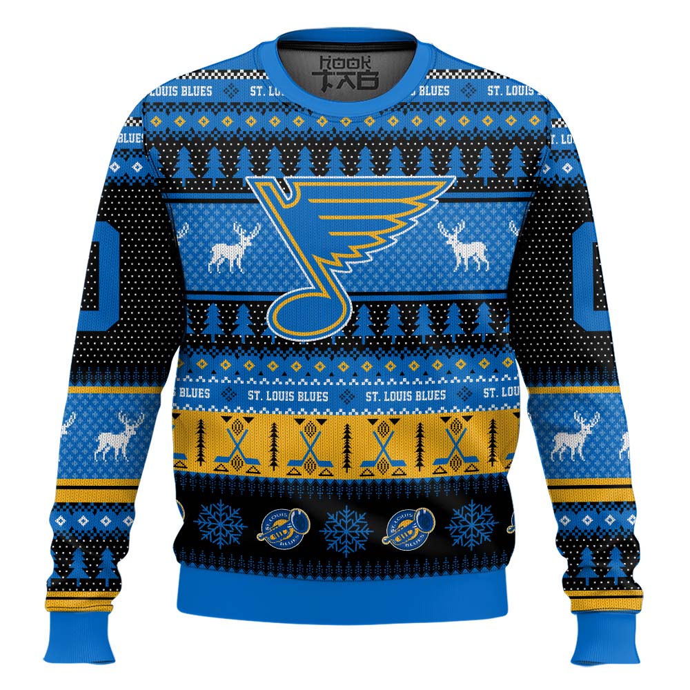 Hooktab St. Louis Blues - Custom Name And Number Ugly Sweater Hooktab St. Louis Blues - Custom Name And Number Ugly Sweater