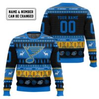 Hooktab St. Louis Blues - Custom Name And Number Ugly Sweater