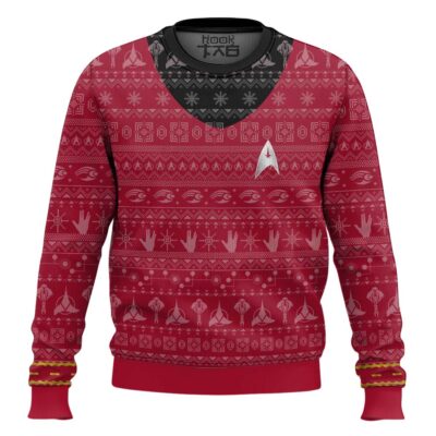 Star Trek 1966 Red Ugly Christmas Sweater