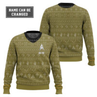Hooktab Star Trek 1966 Yellow - Custom Name Ugly Christmas Sweater