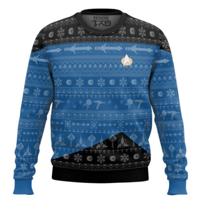 Star Trek 1987 Blue Ugly Christmas Sweater