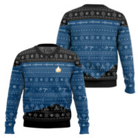 Hooktab Star Trek 1987 Dark Blue Ugly Christmas Sweater