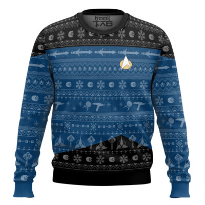 Star Trek 1987 Dark Blue Ugly Christmas Sweater