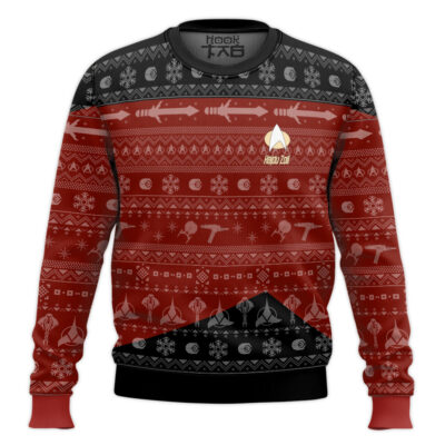 Star Trek 1987 Red - Custom Name Ugly Christmas Sweater