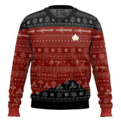 Star Trek 1987 Red Ugly Christmas Sweater