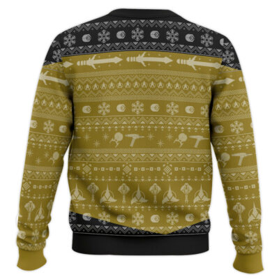 Hooktab Star Trek 1987 Yellow Ugly Christmas Sweater