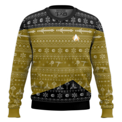 Star Trek 1987 Yellow Ugly Christmas Sweater