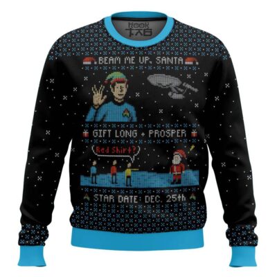 Star Trek Beam Up Santa Ugly Christmas Sweater