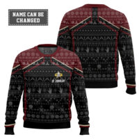 Hooktab Star Trek Picard 2020 Red - Custom Name Ugly Christmas Sweater