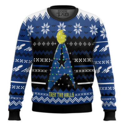 Star Trek The Halls Blue Ugly Christmas Sweater
