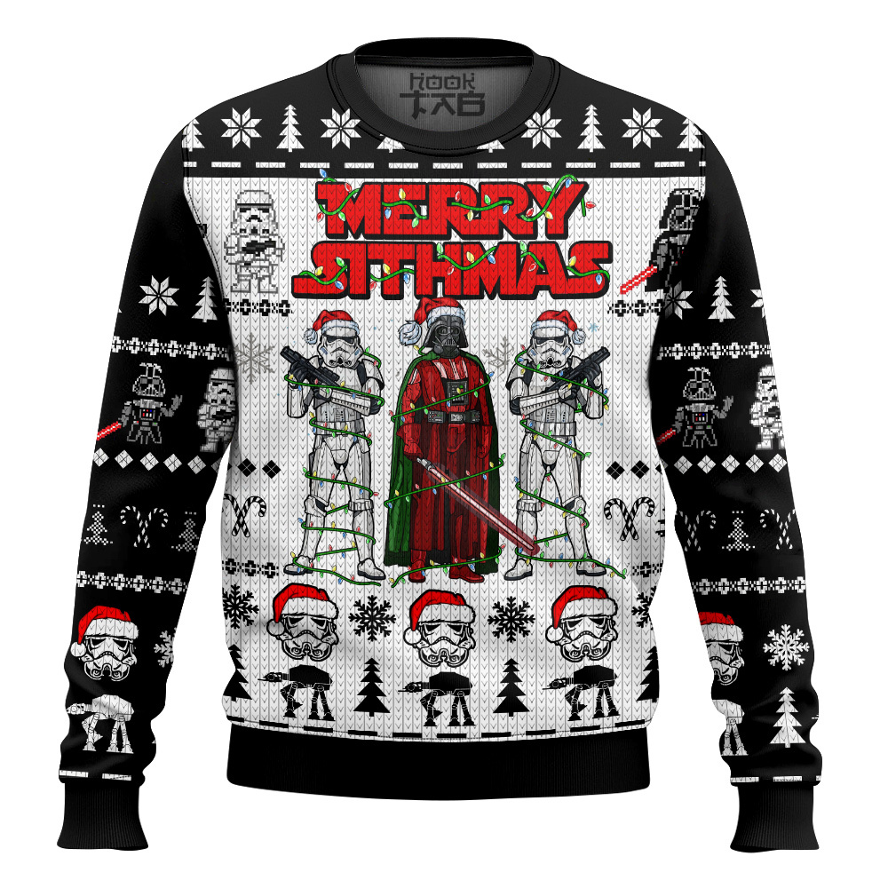 Hooktab Star Wars Merry Sithmas Santa Stormtrooper Darth Vader Ugly Christmas Sweater Hooktab Star Wars Merry Sithmas Santa Stormtrooper Darth Vader Ugly Christmas Sweater