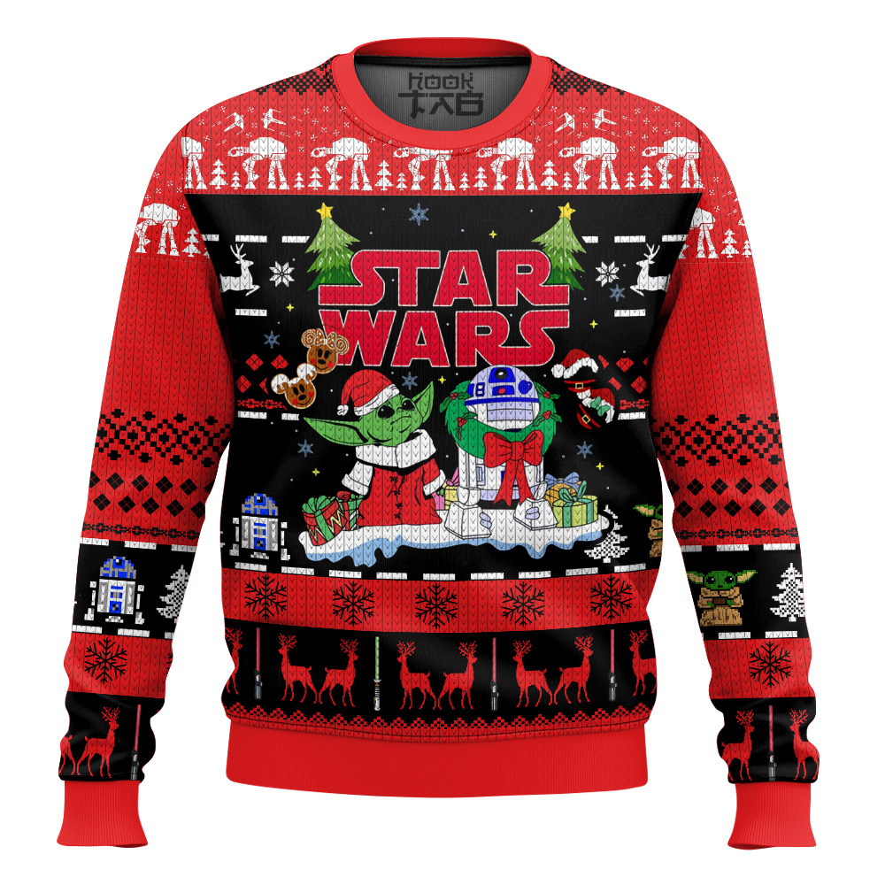 Hooktab Star Wars Santa Baby Yoda Ugly Christmas Sweater Hooktab Star Wars Santa Baby Yoda Ugly Christmas Sweater