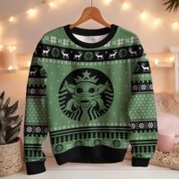 Hooktab Starbucks Yoda Star Wars Ugly Christmas Sweater