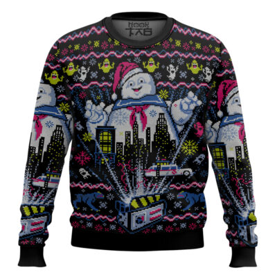 Stay Puft Marshmallow Man Ghostbusters Ugly Christmas Sweater