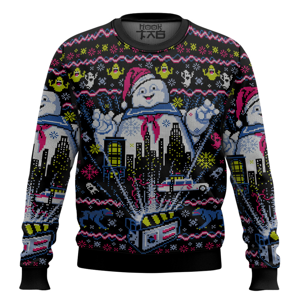 Hooktab Stay Puft Marshmallow Man Ghostbusters Ugly Christmas Sweater Hooktab Stay Puft Marshmallow Man Ghostbusters Ugly Christmas Sweater