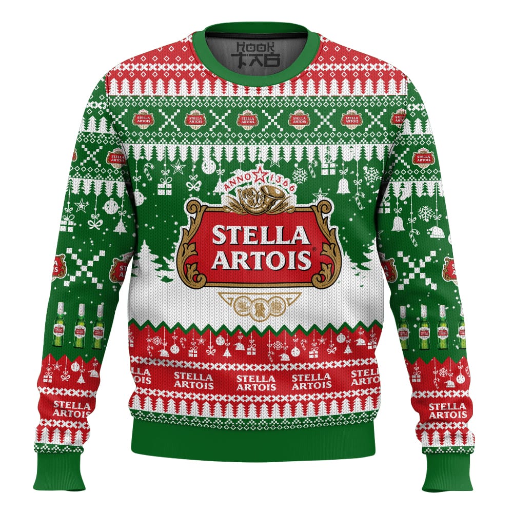 Hooktab Stella Artois Belgium beer Ugly Christmas Sweater Hooktab Stella Artois Belgium beer Ugly Christmas Sweater