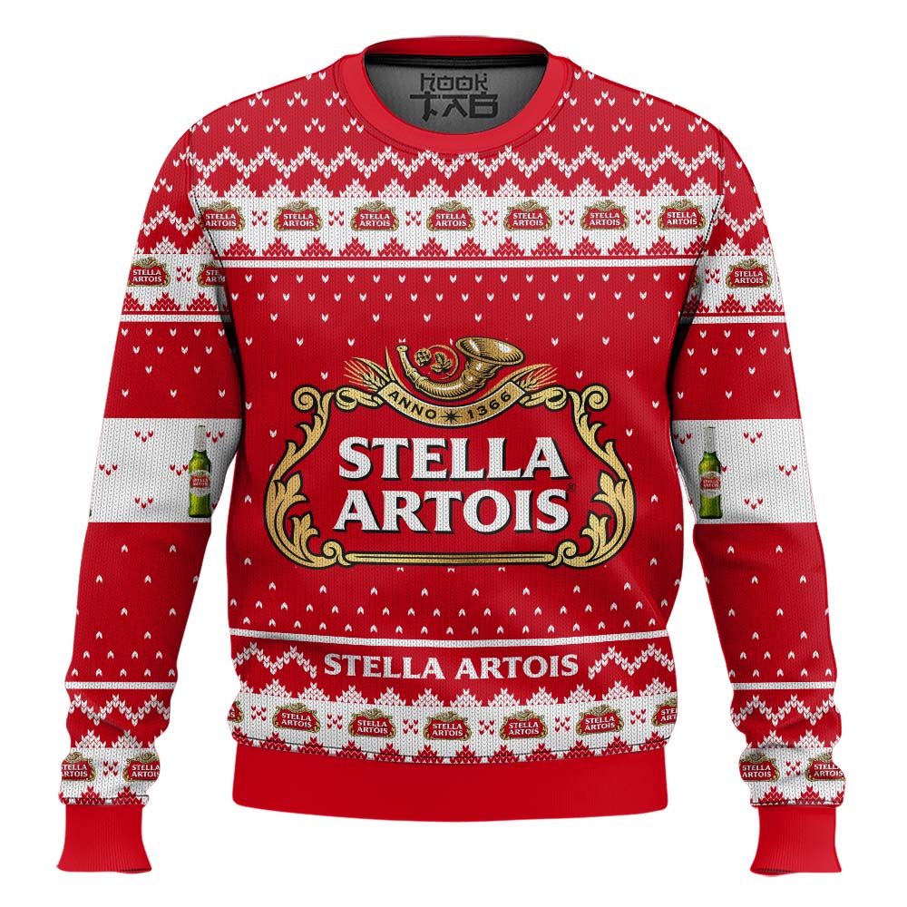 Hooktab Stella Artois Pilsner Beer Ugly Christmas Sweater Hooktab Stella Artois Pilsner Beer Ugly Christmas Sweater