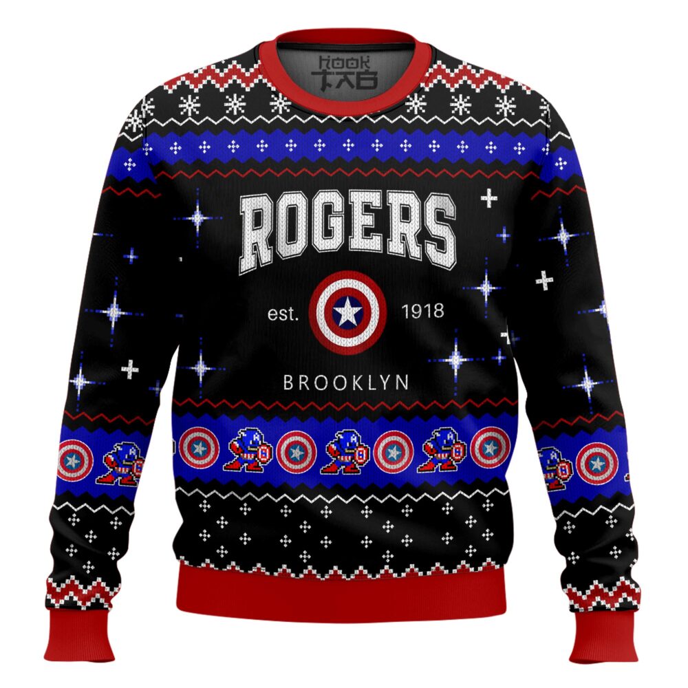 Hooktab Steve Rogers Captain America Ugly Christmas Sweater Hooktab Steve Rogers Captain America Ugly Christmas Sweater