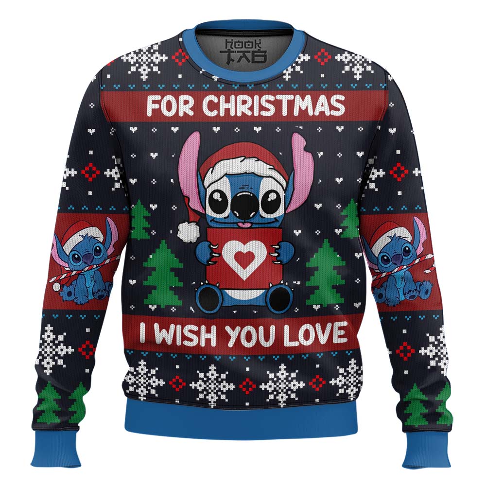 Hooktab Stitch I Wish You Love Lilo And Stitch Ugly Christmas Sweater Hooktab Stitch I Wish You Love Lilo And Stitch Ugly Christmas Sweater