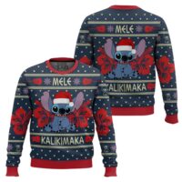 Hooktab Stitch Mele Kalikimaka Lilo And Stitch Ugly Christmas Sweater