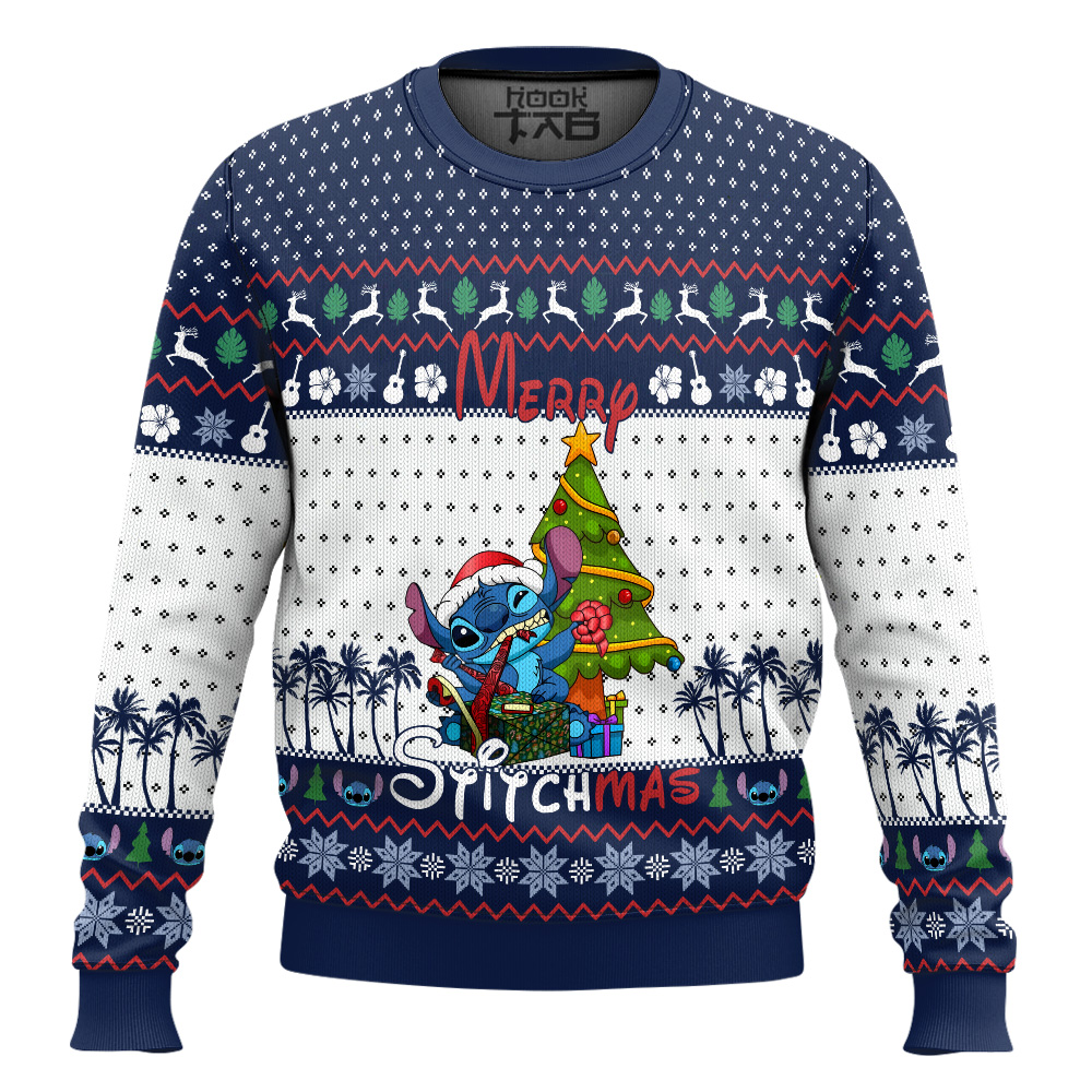 Hooktab Stitch Merry Stitchmas Lilo And Stitch Ugly Christmas Sweater Hooktab Stitch Merry Stitchmas Lilo And Stitch Ugly Christmas Sweater