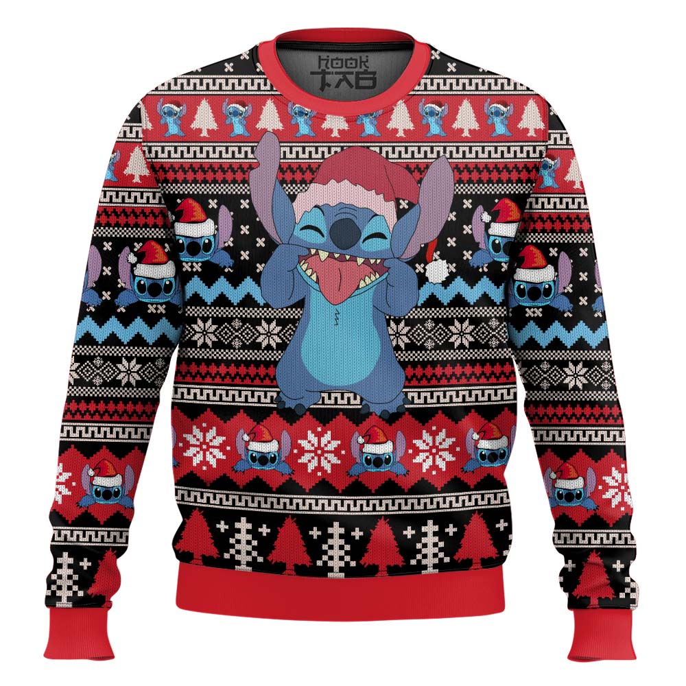 Hooktab Stitch Santa Lilo And Stitch Ugly Christmas Sweater Hooktab Stitch Santa Lilo And Stitch Ugly Christmas Sweater