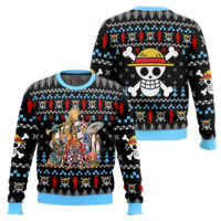 Hooktab Straw Hat Crew One Piece Ugly Christmas Sweater