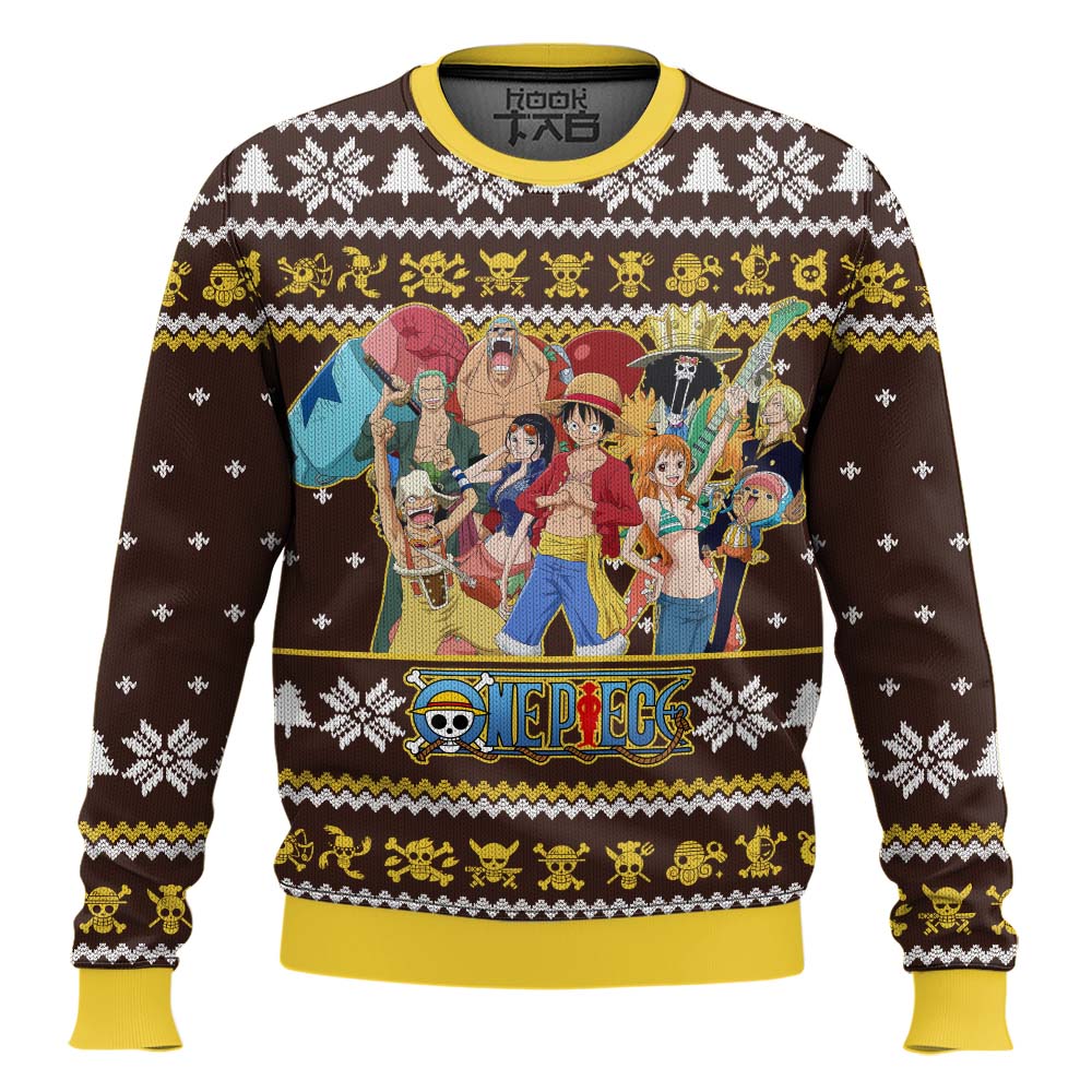Hooktab Straw Hat Pirates Crew One Piece Ugly Christmas Sweater Hooktab Straw Hat Pirates Crew One Piece Ugly Christmas Sweater