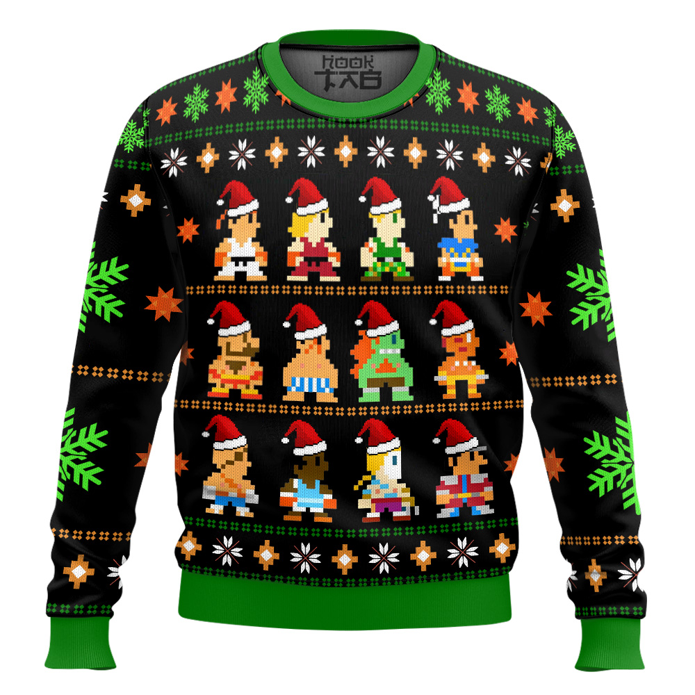 Hooktab Street Fighter Classic Collection Ugly Christmas Sweater Hooktab Street Fighter Classic Collection Ugly Christmas Sweater
