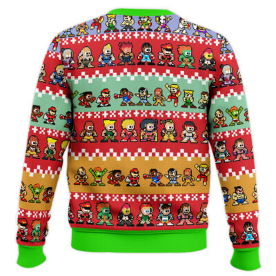 Hooktab Street Fighter Pixel Art Ugly Christmas Sweater