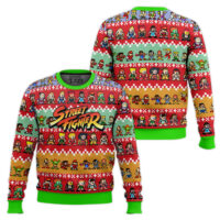 Hooktab Street Fighter Pixel Art Ugly Christmas Sweater
