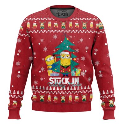 Stuck In Holiday Mode Minions Ugly Christmas Sweater