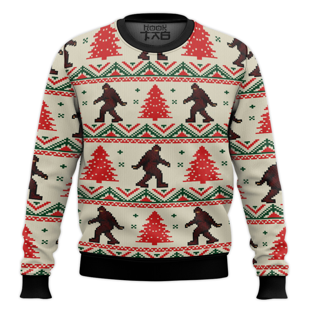 Hooktab Stylish Bigfoot Ugly Christmas Sweater Hooktab Stylish Bigfoot Ugly Christmas Sweater