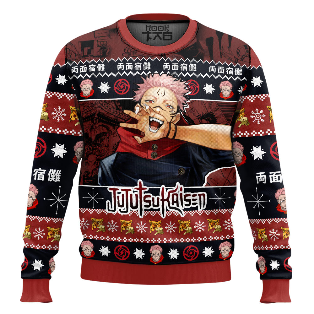 Hooktab Sukuna Jujutsu Kaisen Ugly Sweater Hooktab Sukuna Jujutsu Kaisen Ugly Sweater