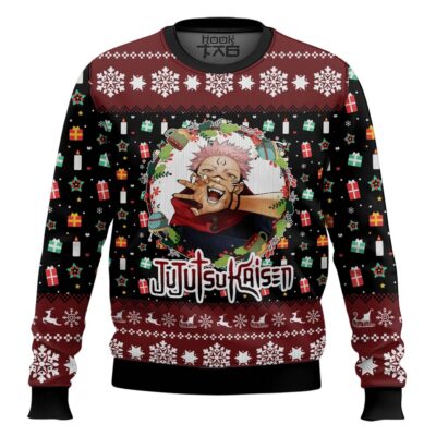 Sukuna Santa Jujutsu Kaisen Ugly Christmas Sweater