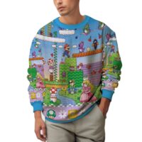 Hooktab Super Mario Adventure Ugly Christmas Sweater