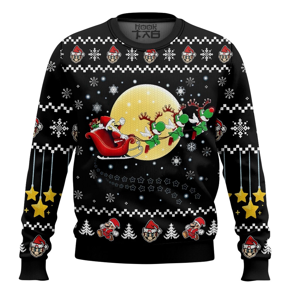 Hooktab Super Mario Santa Ugly Christmas Sweater Hooktab Super Mario Santa Ugly Christmas Sweater