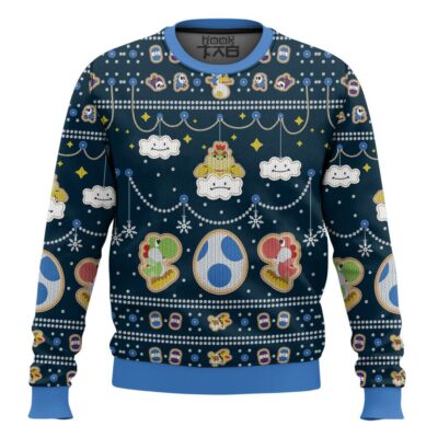 Super Mario Yoshi And Bowser Ugly Christmas Sweater