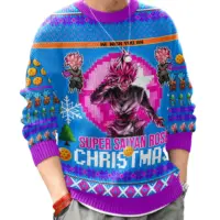 Hooktab Super Saiyan Rose Christmas Dragon Ball Ugly Christmas Sweater