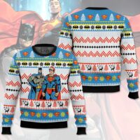 Hooktab Superman And Batman Ugly Christmas Sweater