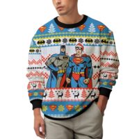 Hooktab Superman And Batman Ugly Christmas Sweater