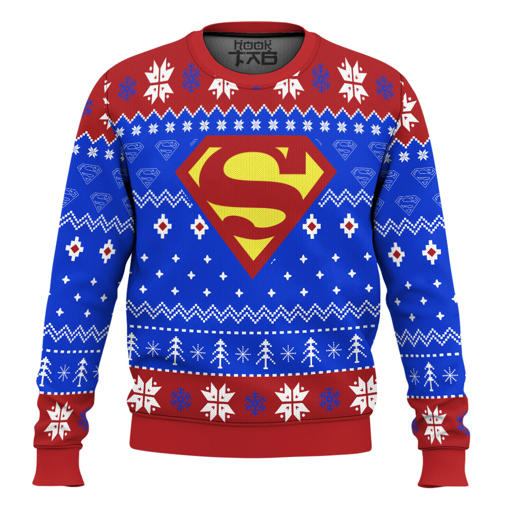 Hooktab Superman Ugly Christmas Sweater Hooktab Superman Ugly Christmas Sweater