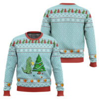 Hooktab T-Rex And Christmas Tree Ugly Christmas Sweater
