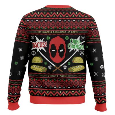 Hooktab Tacos! Chiki-changa! Deadpool Ugly Christmas Sweater
