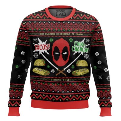 Tacos! Chiki-changa! Deadpool Ugly Christmas Sweater