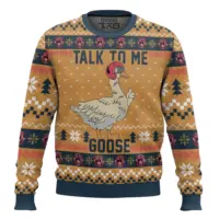 Hooktab Talk To Me Goose Top Gun Ugly Christmas Sweater