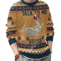 Hooktab Talk To Me Goose Top Gun Ugly Christmas Sweater