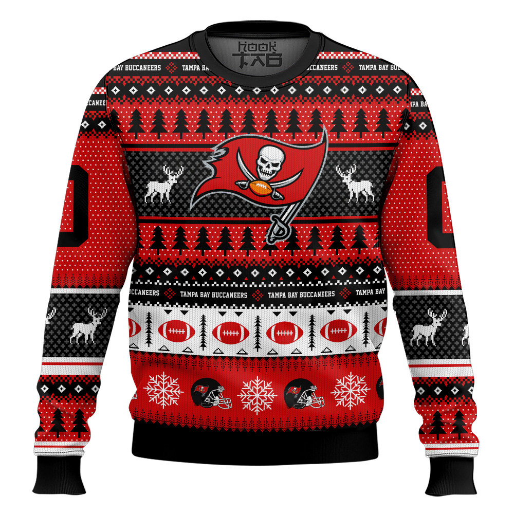 Hooktab Tampa Bay Buccaneers - Custom Name And Number Ugly Sweater Hooktab Tampa Bay Buccaneers - Custom Name And Number Ugly Sweater