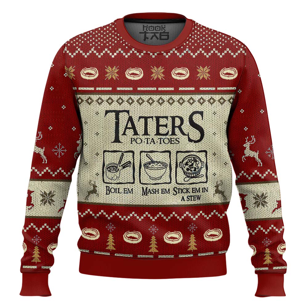 Hooktab Taters Potatoes The Lord Of The Rings Ugly Christmas Sweater Hooktab Taters Potatoes The Lord Of The Rings Ugly Christmas Sweater